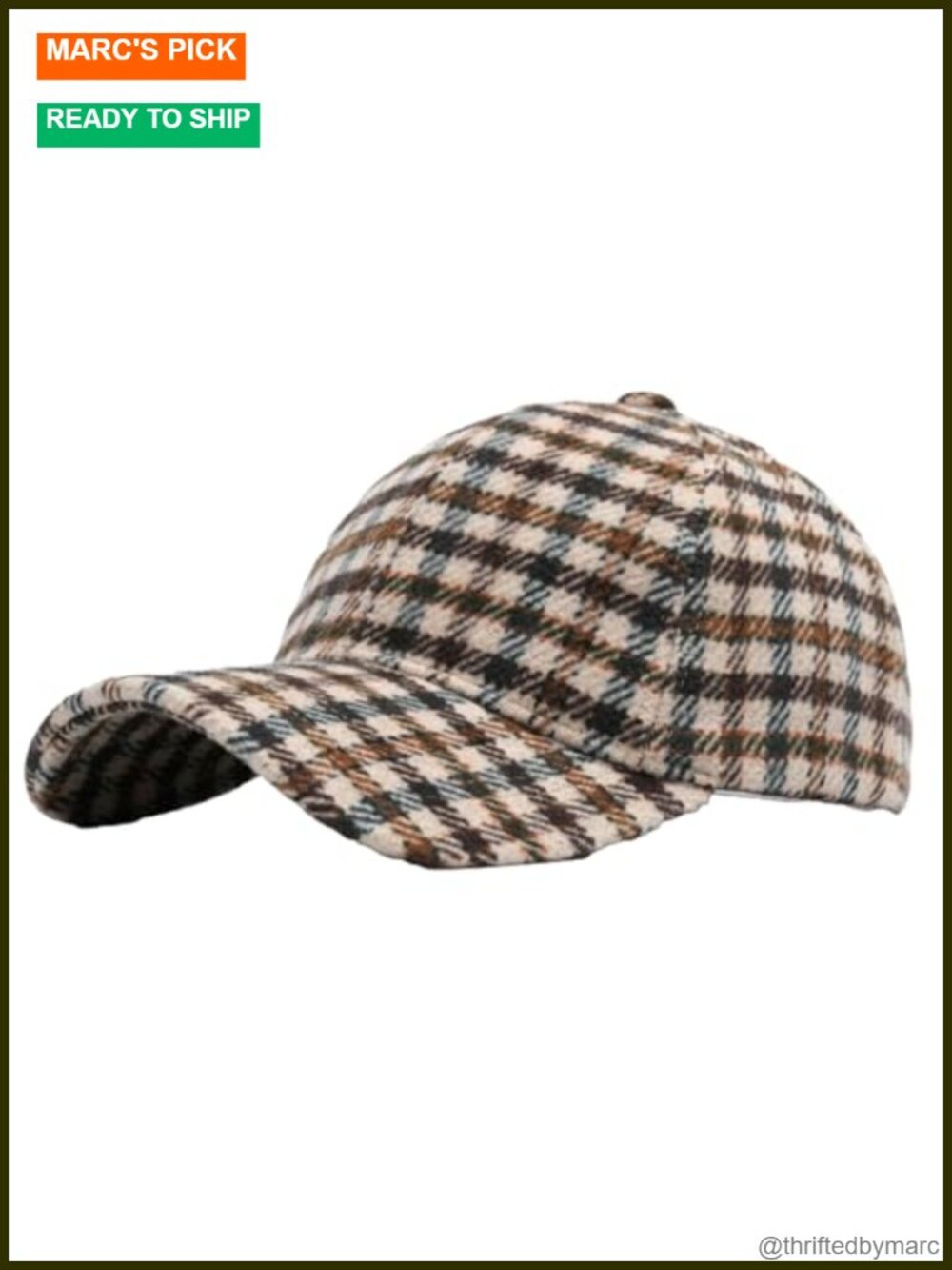 Plaid Baseball Cap Adjustable Snapback Classic Checked Dad Hat Fall Winter